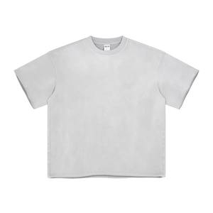 AR9081 Men's 360GSM Cropped Raw Hem Terry <b>Fabric</b> T-Shirt 100% Cotton Streetwear Style with Custom Logo <b>Spray</b> <b>Dye</b> Oversized Fit - Product Image 5