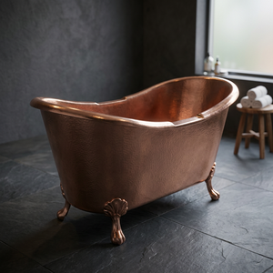 Baignoire ovale autoportante de luxe en cuivre à pieds de chaise, finition antique, pour usage domestique et hôtelier - Product Image 5