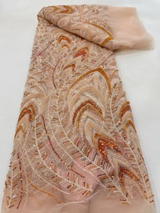 Ni. Ai đẹp đính cườm ren với vải tuyn cô dâu Sequins và long lanh vải cưới lấp lánh sáng bóng sang trọng vải cho phụ nữ bên váy - Product Image 6