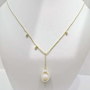 Collier de mariée en argent sterling 925 personnalisé, bijoux fins, forme en Y, style coréen, délicat, simple, collier de perles circulaires. - Product Image 2