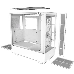 NZXT <span class=keywords><strong>H5</strong></span> <span class=keywords><strong>Elite</strong></span> NOIR & BLANC étui de jeu Premium Compact Mid-tower Case PC Chassis avec 2pcs F120Q fans à l'intérieur - Product Image 5