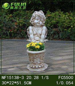 51.5cm di altezza all'aperto giardino francese pavimento in piedi vaso di fiori scultura dipinta Magnesia cupido angelo statua all'aperto francese - Product Image 3