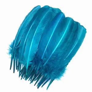 Plumas de pluma de ala de pavo para decoración, plumas de pavo teñidas de alta calidad, venta directa de fábrica