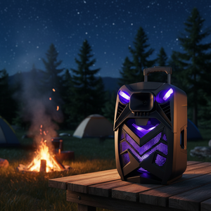 12" Woofer Portable <b>Wireless</b> Trolley Speakers for 5.0 LED RGB <b>Lights</b> 2 Built-in Microphones <b>Outdoor</b> Party - Product Image 2