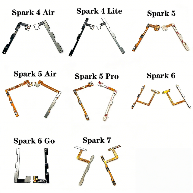 Mobile Phone Power Volume Button Flex Cable for Infinix Hot9 10 11 20Play 30I Note 10 12 Vip 30I 5G S5 Pro Zero X680 Repair Part