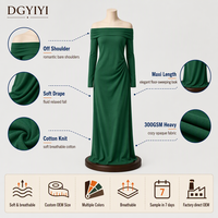 Robe épaules dénudées en coton tricoté, robe maxi élégante et douce à manches longues pour femme, idéale pour l'hiver, personnalisable avec logo OEM