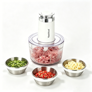 <span class=keywords><strong>Picadora</strong></span> de Carne Eléctrica de 1.2L con 3 Recipientes para Condimentos, Cortador de Ajo Multiusos, Mezclador de Masa, Carcasa de Vidrio, Accesorios de Cocina - Product Image 3
