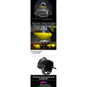 Lampe de travail LED ronde de 66 mm, double couleur, phare antibrouillard, 40 W, éclairage auxiliaire tout-terrain, rétrofit - Product Image 2
