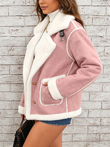 Chaqueta Corta de Moda para Mujer, Cuello Camisero, Manga Larga, Doble Botonadura, Estilo Casual Holgado para Uso Diario y Look Urbano - Product Image 2