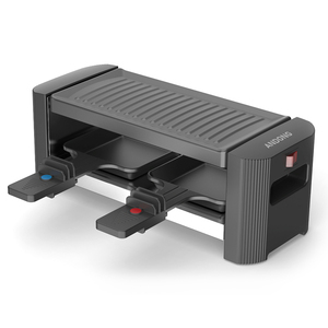 Grill électrique ANDONG pour 2 personnes avec plaque antiadhésive ou en pierre, planche mécanique en acier laminé à froid ou en ardoise - Product Image 1