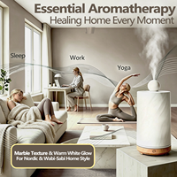 Diffuseur d'huiles essentielles en albâtre avec réservoir en marbre, sans plastique, ultrasonique, veilleuse aromathérapie à arrêt automatique, en pierre