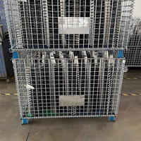 Palettes métalliques robustes à grille de fil, empilables avec verrouillage, caisses de stockage pour entrepôt, boîtes de rangement OEM en acier à faible teneur en carbone