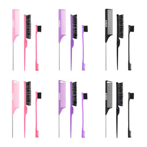 Bộ lược tạo kiểu tóc 3 món tùy chỉnh bán buôn: lược đuôi chuột và lược chải cạnh - Product Image 1