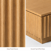 Table de chevet en bois à 2 tiroirs cannelés pour chambre à coucher, table de chevet en chêne, OEM ODM personnalisé, faible MOQ.