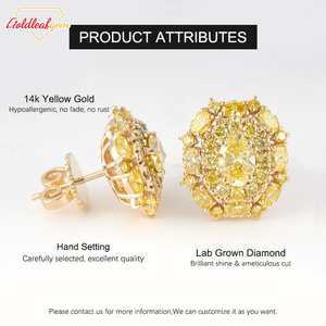 Pendientes de Diamante Amarillo Ovalado Cultivado en Laboratorio Goldleaf, con Certificado IGI, HPHT CVD, Oro Real de 18K/14K, Joyería para Compromiso y Boda para Mujer - Product Image 6