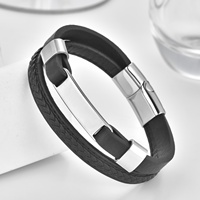 Bracelet en cuir véritable tressé multicouche tendance avec logo personnalisé gravé au laser, fermoir magnétique en acier inoxydable