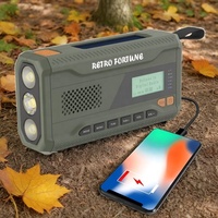 Retro Fortune Factory Hochwertiges Tragbares DAB-Radio für Zuhause und Unterwegs mit Taschenlampe und Notfall-Dynamo