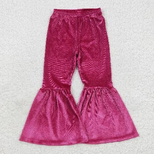 กางเกงขายาวกำมะหยี่เด็กผู้หญิงสุดฮิต 8 สี เอวสูง ยางยืด สีพื้น แต่งระบาย - Product Image 3