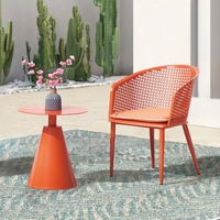 Nouvelle conception de mobilier d'extérieur, chaise de jardin, chaise en aluminium à mailles, chaise à accoudoirs perforés en métal pour patio