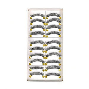 Faux <span class=keywords><strong>cils</strong></span> faits main en coton, 10 paires, doux, longs, à tige noire, pour un look naturel, vente en gros - Product Image 5