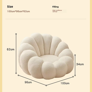 كرسي دوار مفرد بتصميم عصري على شكل كرة، أريكة مخملية بنمط اليقطين لغرفة المعيشة وغرفة النوم، أثاث منزلي للترفيه - Product Image 5