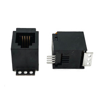 Prise téléphonique modulaire 616SMT à entrée supérieure RJ9 femelle 4P4C, montage en surface vertical, SMT, largeur = 11,1 mm, LCP noir, plaqué or RJ11