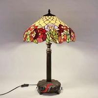 Lampe de table/bureau LED 16 pouces en verre coloré artisanal soudé à la main, style rétro européen, vente en gros 2025