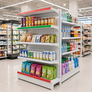 <span class=keywords><strong>Scaffale</strong></span> Gondola per Supermercato a Doppia Facciata, Espositore Leggero in Metallo per Negozi di Alimentari e Retail - Product Image 1