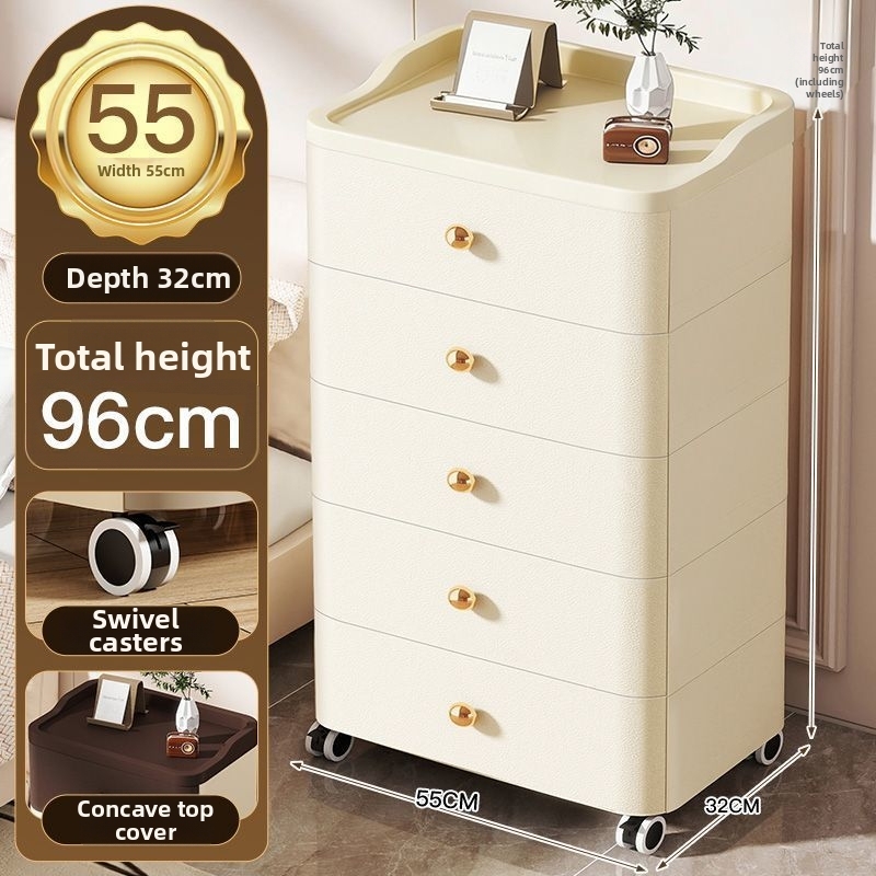 55-sided wide drawer cabinet 5 layers-milk white