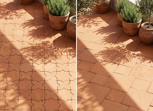 Piastrelle in Terracotta a Stella e Croce, Mattonelle Autobloccanti in Argilla Stile Marocchino, Aspetto Artigianale, Superficie Opaca Antiscivolo per Pavimenti - Product Image 5