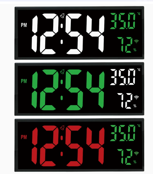 Remote-Controlled Temperature and Date LED Wall Clock , Multifunctional Electronic Clock, Silent Alarm Clock with Large Display