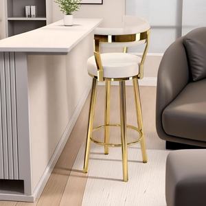 Fournisseur de meubles de maison de luxe chaise haute en velours cuisine îlot tabouret de bar haut dossier pivotant tabouret de comptoir de bar - Product Image 4