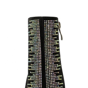 Bottines à talons aiguilles à bout pointu en strass <span class=keywords><strong>noir</strong></span> pour femmes, bottines en <span class=keywords><strong>daim</strong></span> scintillantes pour l'automne/hiver - Product Image 6