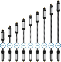 Connecteurs plaqués or, câble audio numérique optique Toslink multi-canaux noir de 6 pieds pour système audio, barre de son, home cinéma