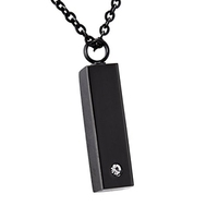 Collar con Colgante de Urna Conmemorativa Cuboide Clásica, Ecológica y Duradera, Joyería de Cremación en Acero Inoxidable 316 con Incrustaciones de Diamantes de Imitación