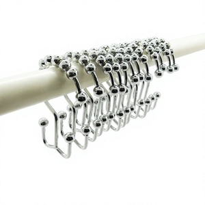 YIWANG <b>Chrome</b> Color Double Curtain Rod <b>Hooks</b> Curtain Hanging Ring - Product Image 1