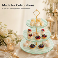 Support à pâtisserie rond en verre à 2 niveaux, support à cupcakes pour cérémonie, fête du thé et décoration de fête nuptiale