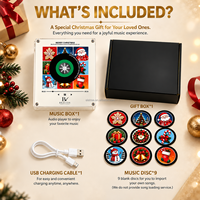 Boîte à musique rotative magnétique NFC BRAVION personnalisée avec bonhomme de neige de Noël, 9 disques vinyles interchangeables, cadeau promotionnel