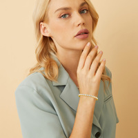 Pulsera de tenis de latón chapado en oro con circonita cúbica para mujer, joyería de boutique