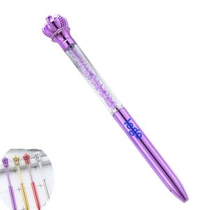 New Arrival Crystal Crown Ballpoint <b>Pen</b> Multi-<b>Color</b> Rotating Plastic <b>Pen</b> with Custom Logo Print for Hotel Advertising Gifts - Product Image 1