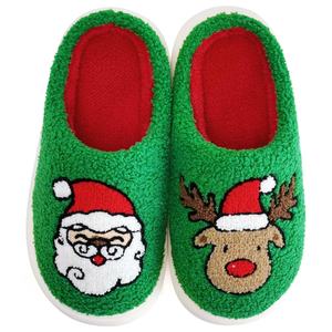 Pantoufles de Noël YL-25014 pour femmes-Chaussures d'intérieur confortables pour la maison avec motif de dessin animé Père Noël et renne - Product Image 1