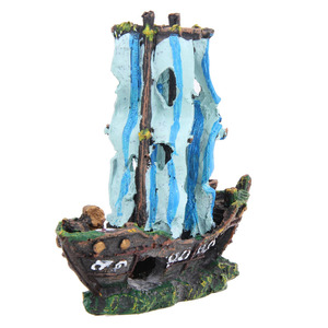 Decoração de Aquário em Resina Ecológica, Barco Pequeno Criativo, Design Oco para Esconderijo de Peixes e Camarões 7343 - Product Image 5