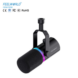 Microphone de jeu FEELWORLD PM1 XLR/USB avec bras articulé pour le streaming en direct et le podcasting - Product Image 1