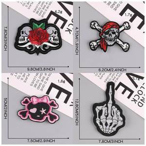 Wholesale Personalized Iron on Hand Embroidery Patches Custom Patch Embroidered Skull Biker for Hat - Product Image 4