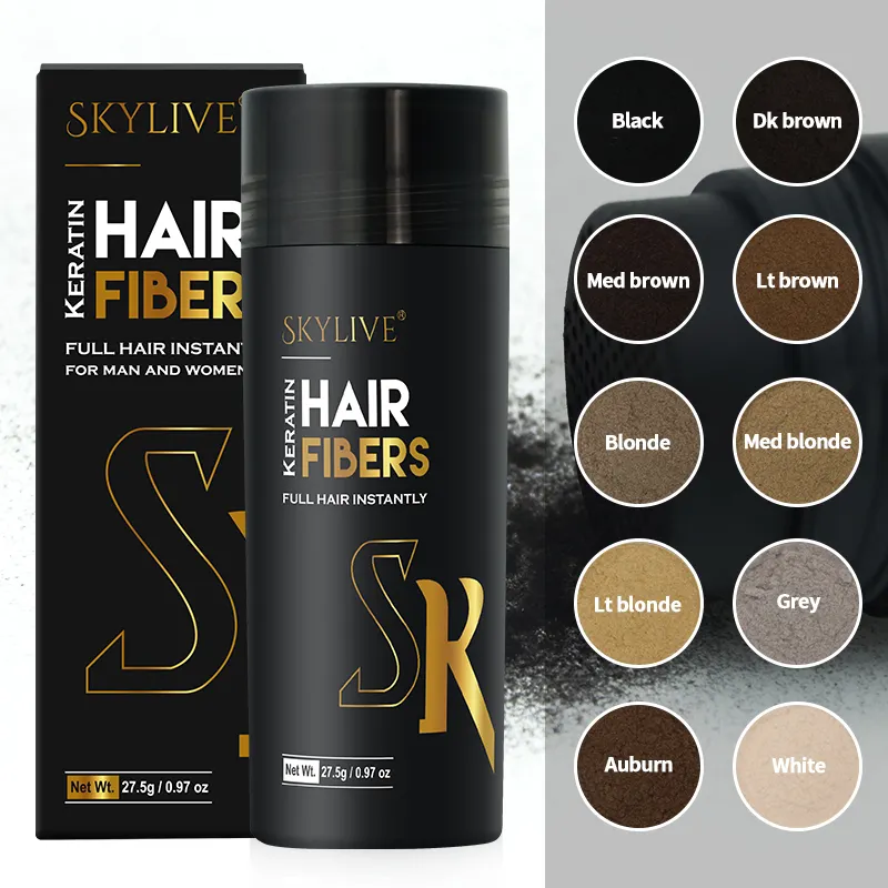 Skylive, polvo de fibra capilar, algodón orgánico, fibras gruesas, corrector de línea de cabello, 27,5G, queratina, fibra de construcción de cabello