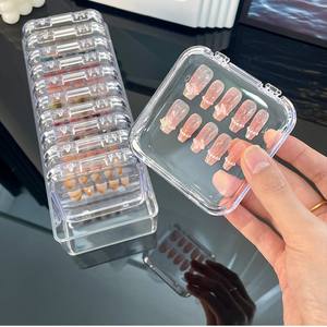 Boîte de rangement transparente pour nail art, petite taille 7,5x7x1,6cm, organiseur de bureau couvert pour outils et accessoires de maquillage - Product Image 5