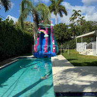 Toboggan aquatique géant commercial arc-en-ciel, toboggan aquatique gonflable pas cher pour adultes avec piscine