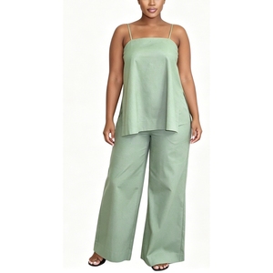 Conjunto de 2 Piezas para <span class=keywords><strong>Mujer</strong></span>: Top de Tirantes Finos y Pantalones Anchos, Estilo Sehe Fashion - Product Image 6
