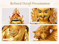 Statue de Padmasambhava en laiton plaqué or faite à la main, Sculpture tibétaine bouddhiste du Guru Rinpoche, Feng Shui personnalisé, Halo en option