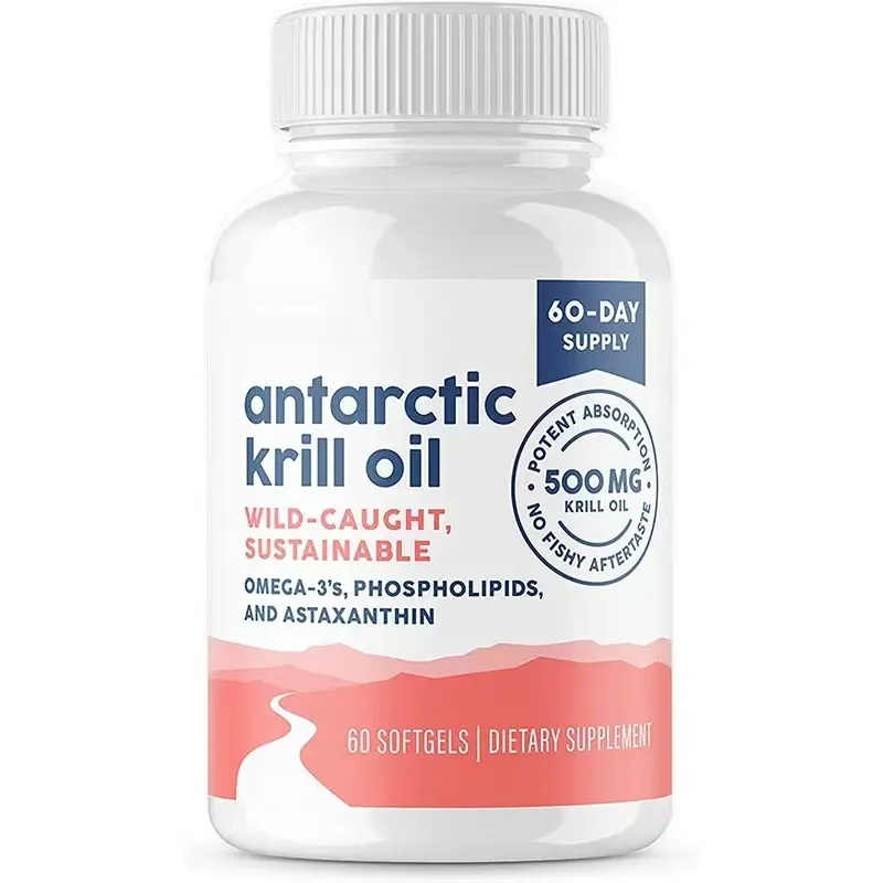Etiqueta privada 500mg Aceite de krill antártico Aceite de pescado con cápsulas blandas de EPA DHA para suplementos energéticos para el cuidado de la salud